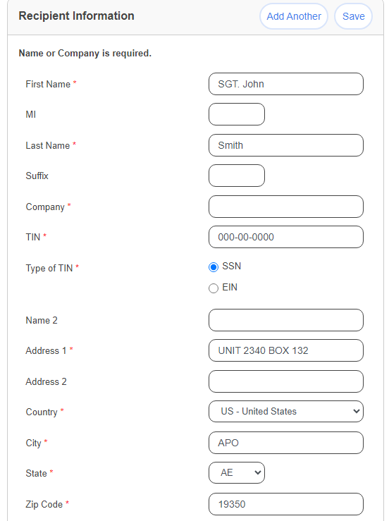 Filing Forms with Foreign or Military Addresses